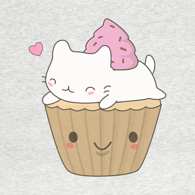 Cute and Kawaii Cat Cupcake T-Shirt by happinessinatee